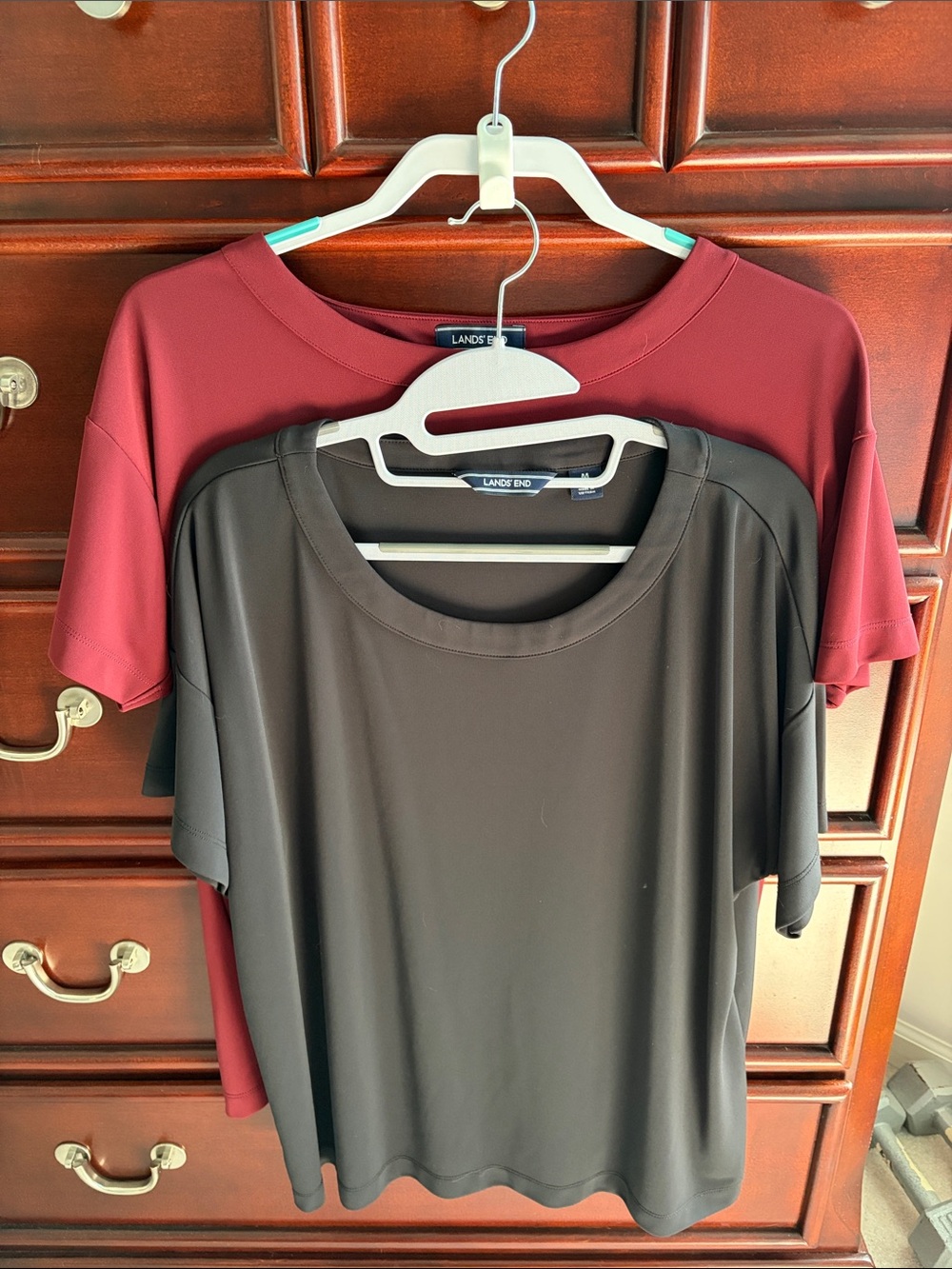Lands' End Short Sleeve Crew Neck Tops - Set of 2
